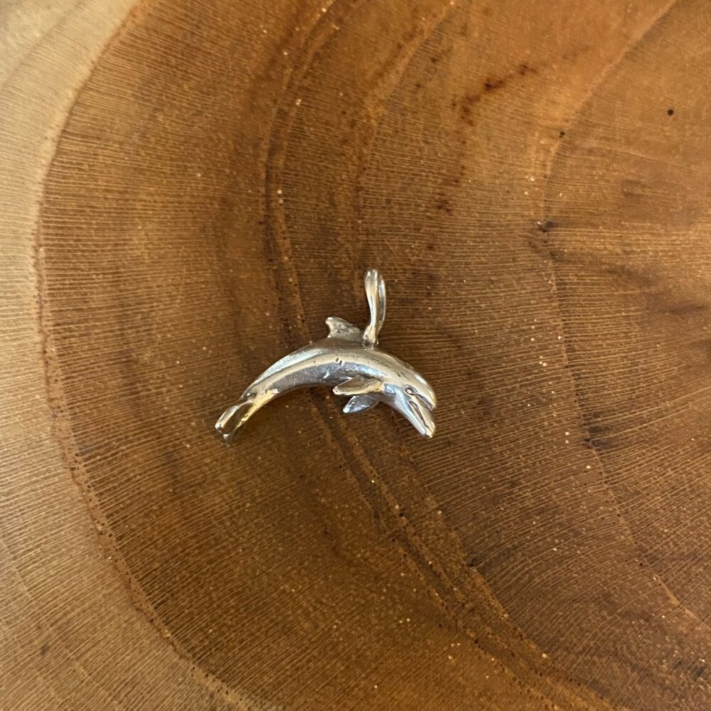 Dolphin Charm or Pendant, Sterling Silver